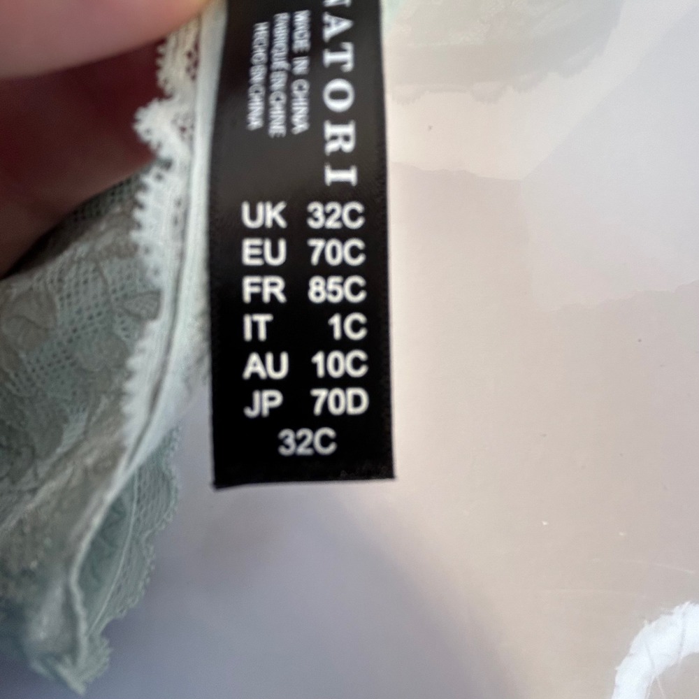 Natori Sage Green Lace Trim‎ Underwire Balconette Bra 32C - Picture 8 of 11